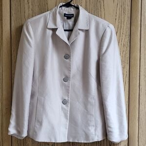 Vintage 90s Ann Taylor 100% Silk Blazer Jacket Button Front Size 8 Shoulder Pad